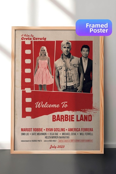 Postifull Αφίσα Barbie με ξύλινο πλαίσιο, Πίνακας Κινηματογράφου και Τηλεοπτι...