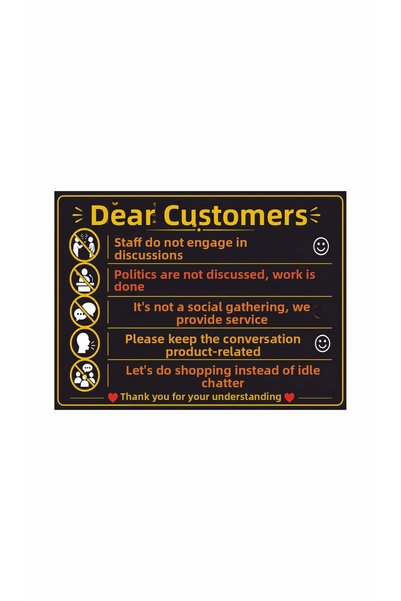 Gokco Workplace Shop Store Workshop Staff and Customer Warning Sign