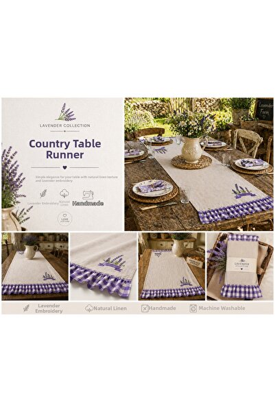 Sister Home Design Lavender Patterned Country Table Runner |   Natural Linen ...