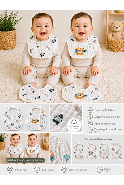 greenmoss Greenmoon 4 Layer Organic Muslin 2-Piece Baby Collar / Bib