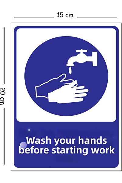 Mayeka Metal Wash Your Hands 15X20 cm Warning Work Safety Sign