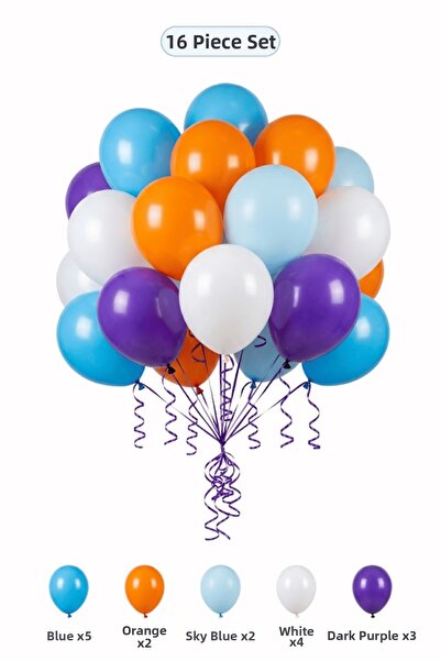 BALOMİS Mermaid Themed Balloon Set Blue Dark Purple 16 Pieces Girls Birthday ...