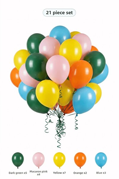 BALOMİS Giraffe Themed Balloon Set Yellow Dark Green 21 Pieces Girls Birthday...