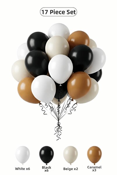 BALOMİS White Black Balloon Set 17 Pieces Adult Birthday Decoration Party Dec...