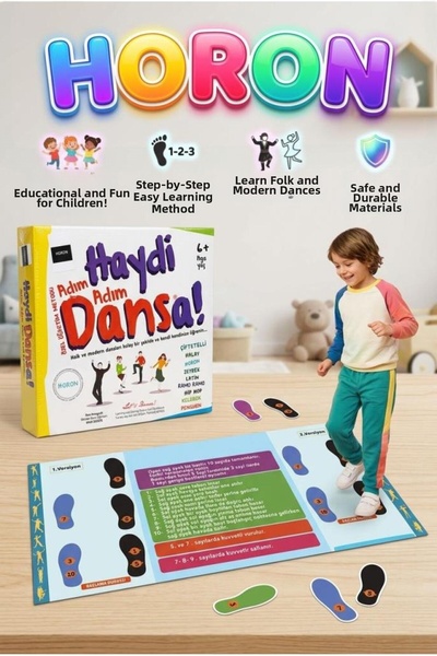 Tıfıl Toys هيا للرقص! سجادة الرقص هورون مقاس 130×70 سم، لعبة تعليمية خطوة بخط...