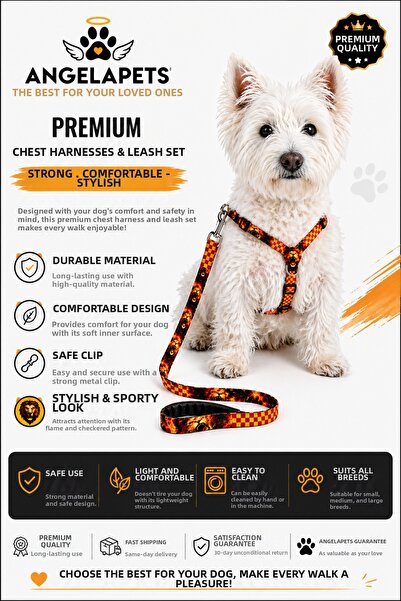 Angelapets Fan Series Dog Chest Harness and Walking Strap Set