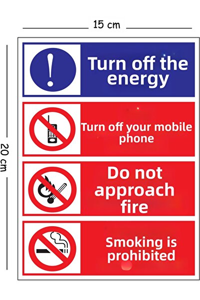 Mayeka Metal Energy Cut Off Turn Off Mobile Phone Do Not Approach Fire 15X20 ...