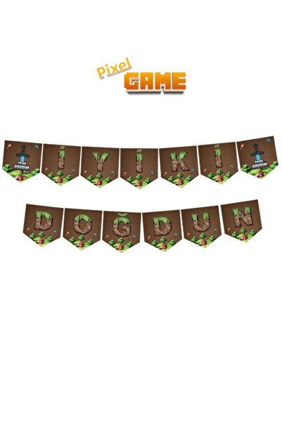 kidspartim Πανό με θέμα τα Pixel για τα γενέθλια σου 200 εκ.