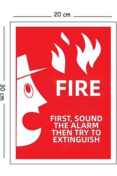 Mayeka Metal Fire "Alarm First, Then Try to Extinguish" 20X30 cm A4 Warning W...