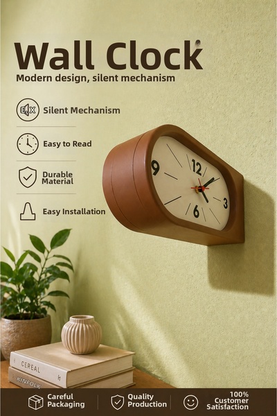 Tovo Craft ساعة حائط ذات وجهين بتصميم عصري وآلية صامتة للديكور وساعة مكتبية ل...