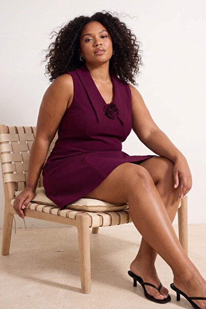 Trendyol Curve Φόρεμα Plum Finike Woven Plus Size