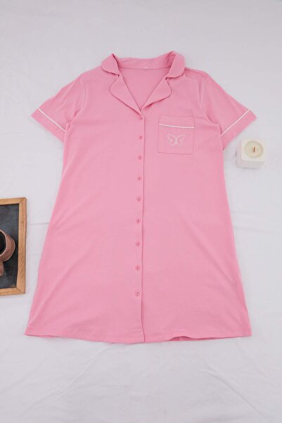 Trendyol Curve Πλεκτό νυχτικό μεγάλου μεγέθους από σουέτ ροζ απόχρωσης τριαντ...