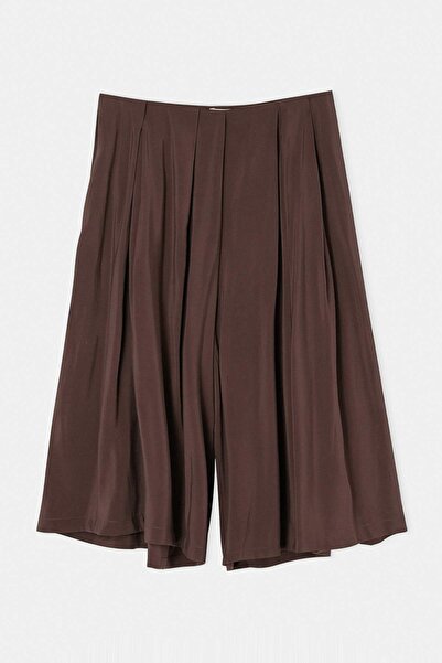 Drop by TrendyolMilla Smeđe široke plisirane suknje u obliku pantalona TDRSS2...