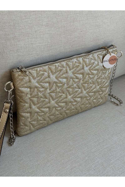 BAGLOVİS Τσάντα Clutch με Κεντημένα Αστέρια και Καπιτονέ Σχέδιο, με Λουράκι Α...