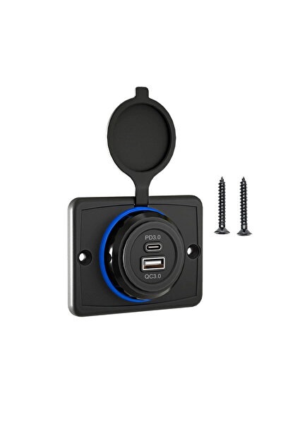 Genel Markalar PD Type-C + QC3.0 12-24V Panel Tipi Şarj Soketi