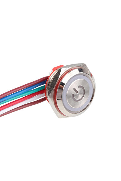 Genel Markalar WD16C1-Wired-P1-E 16mm Düz Yaylı RGB Işıklı Metal Buton - Kablolu