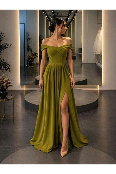 Modafeminen Βραδινό φόρεμα με λαιμόκοψη καγιάκ μακρύ βραδινό φόρεμα 58819 φισ...