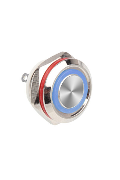 Genel Markalar WD12C1-Pin-P1-E 12mm Düz Yaylı Işıklı Metal Buton - Mavi