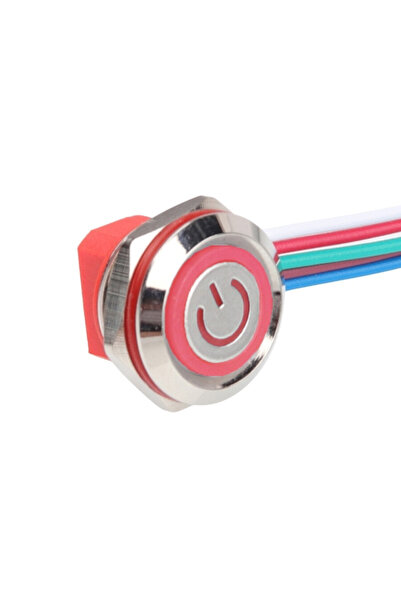 Genel Markalar WD12C1-Wired-P1-EC 12mm Düz Yaylı Kırmızı Işıklı Metal Buton -...