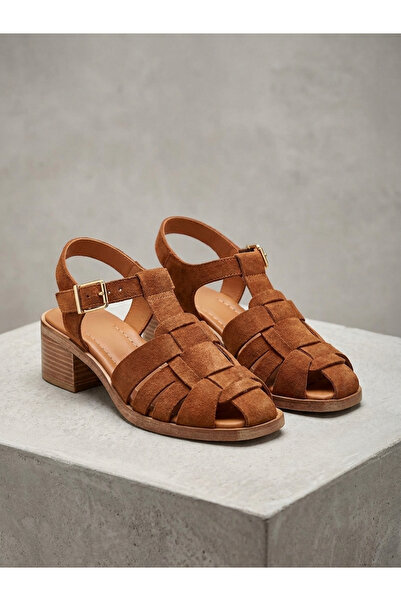 Deripabuc Genuine Leather Cinnamon Suede Women's Leather Sandals Dp06-10316