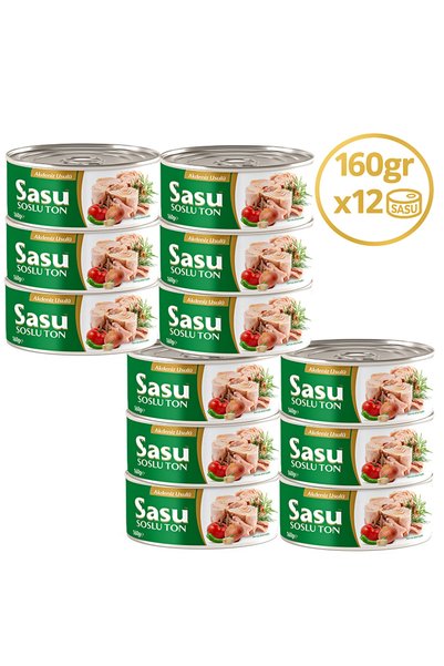SASU SOSLUTON Sasu Akdeniz Usulü Ton Balığı 12x160g Bütün Dilim