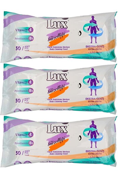 LUX مناديل مبللة لتنظيف الجسم للبالغين، 50 ورقة مقاس XL (مجموعة من 3 قطع)