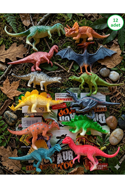 OYUNCAKSAHİLİ Dinazor Raptor Teruzor Trex Pterosaur 12 Parça Asla Kırılmaz Va...