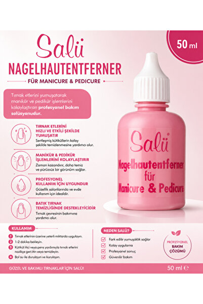 Salü Tırnak Eti Çıkarıcı 50 ml | Profesyonel Kütikül Remover | Hızlı Etki Man...