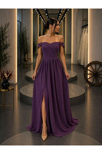 Modafeminen Μακρύ βραδινό φόρεμα με λαιμόκοψη καγιάκ 58819 Murdum