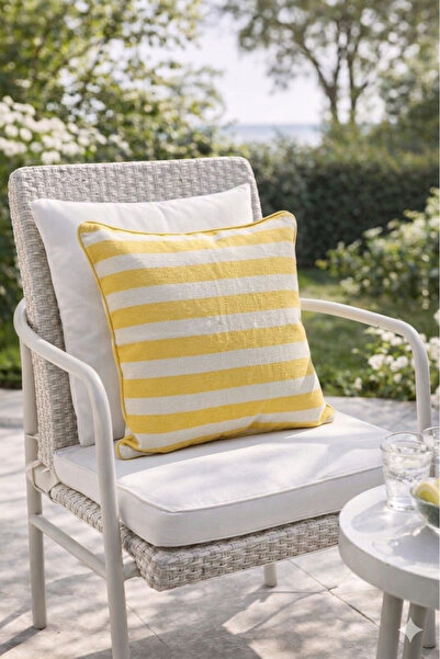 70% Cotton 30% Polyester Striped Cotton Textured Single Pillow Sham - 45x45 cm Decorative Pillowcase