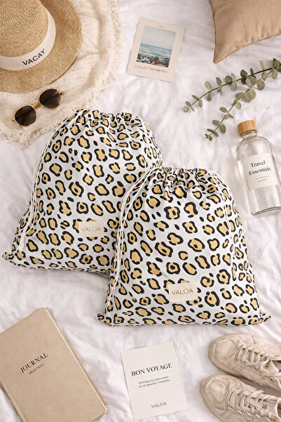 Valoa مجموعة من 2 حقيبة تنظيم Leopard Chic
