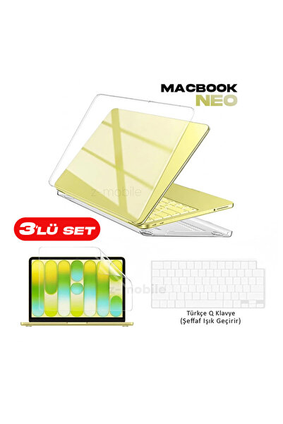 ZMOBILE Macbook Neo 13 inç A3404 Uyumlu Kapak, Ekran ve Klavye Koruyucu Set Ş...