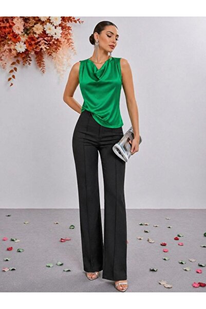 Modafeminen Πράσινη μπλούζα χωρίς μανίκια από σατέν Degaje 582507