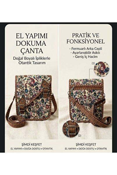 moonlightavm Şal Desenli Etnik Model Omuz Çantası