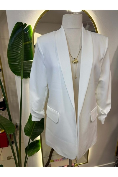 HandeButik Kadın Kolu Büzgülü Blazer Ceket
