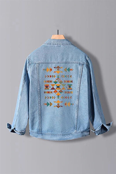Edwox Men's Slim Fit Back Printed Denim Jeans Jacket Light Blue Edw374
