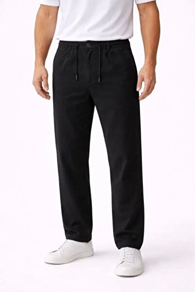 Kanonik Education Ανδρικό λινό παντελόνι με τσέπες, ελαστική μέση, κορδόνια κ...