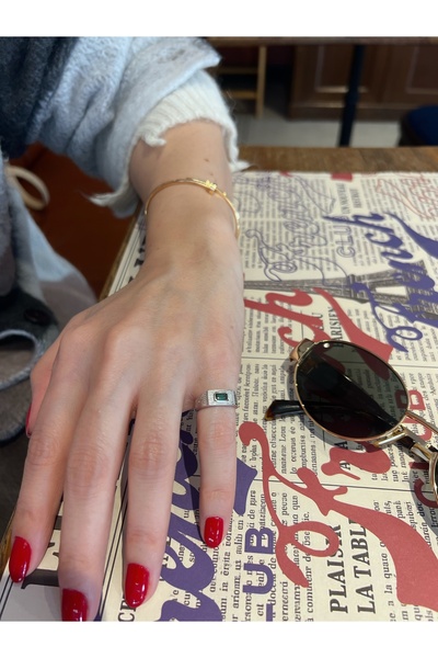 mitico jewellery Edna Y Gümüş Ayarlanabilir Serçe Parmak Yüzüğü