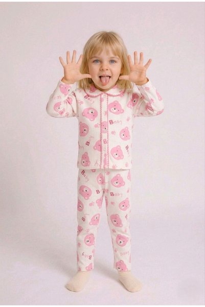 BUUFUU Children's Baby Set Long Sleeve Cotton Animal Patterned Top and Bottom Set