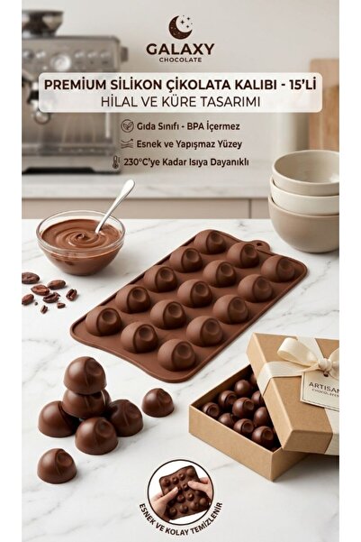 TARIK HOME Hilal ve Küre Temalı Silikon Çikolata, Jöle, Dondurma Kalıbı