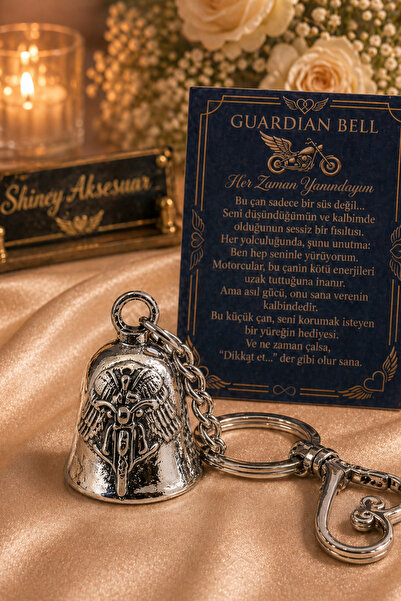 Shiney Aksesuar Çelik Anahtarlık Şans Çanı Guardian Bell Koruyucu Melek Model...