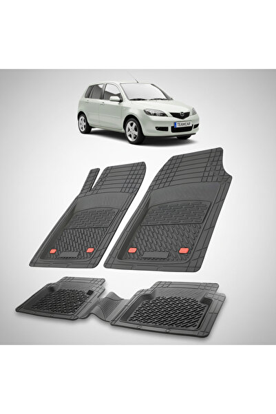 TEAMCAR Covorașe auto tip tavă compatibile cu Mazda 2 (2003–2007), negre, mat...