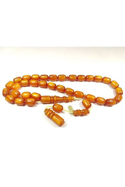 İskeçe Tesbih Rare Colored Master Workmanship Crimped Amber - Certified No 4132