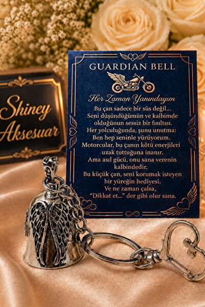 Shiney Aksesuar Çelik Anahtarlık Şans Çanı Guardian Bell Melek Kanadı Model K...