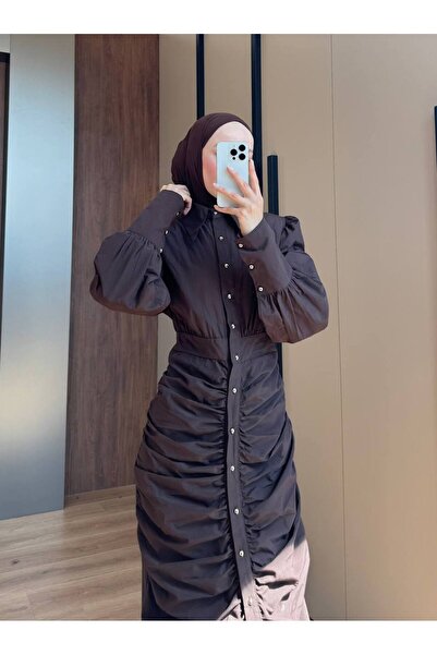 Cardella Μακρύ φόρεμα από ύφασμα ποπλίνας Lora με κορδόνι περίσφιξης – Με κου...