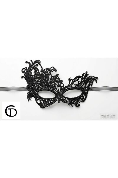 Dgt Luxury Siyah Dantel Asimetrik Maske (Maskeli Balo/Parti)