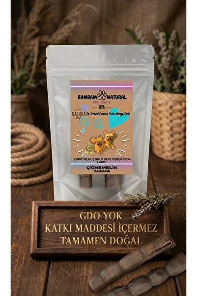 Deve Derisi 15 cm - 2 Adet - %100 Doğal Kurutulmuş Köpek Çiğneme Ödül Maması