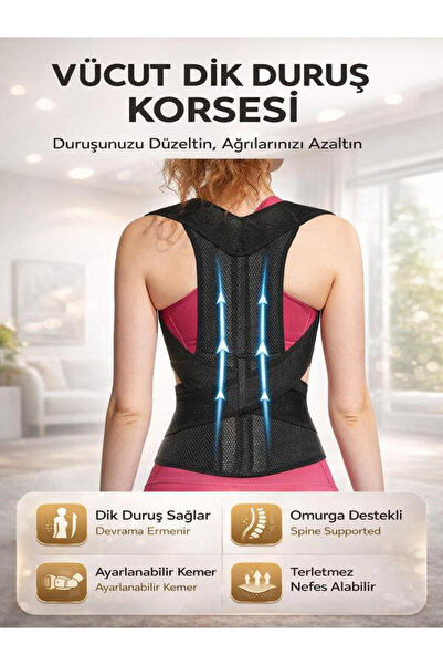 Ankaflex Highconcept Medikal Kamburluk Önleyici Balenli Korse Bel Sırt Destek...
