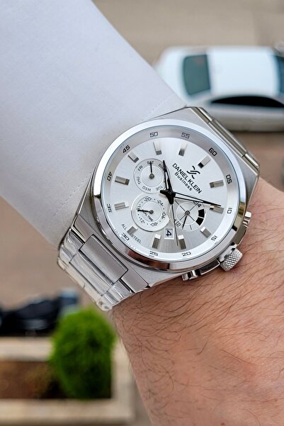 Daniel Klein Silver Renk 24 Ay Garantili 45 Mm Full Çelik 5 ATM Erkek Kol Saati