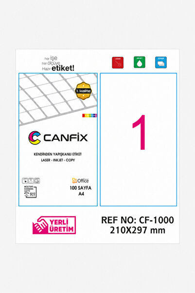 Canfix Lazer Etiket 210x297mm. 100'lü Tam Paket